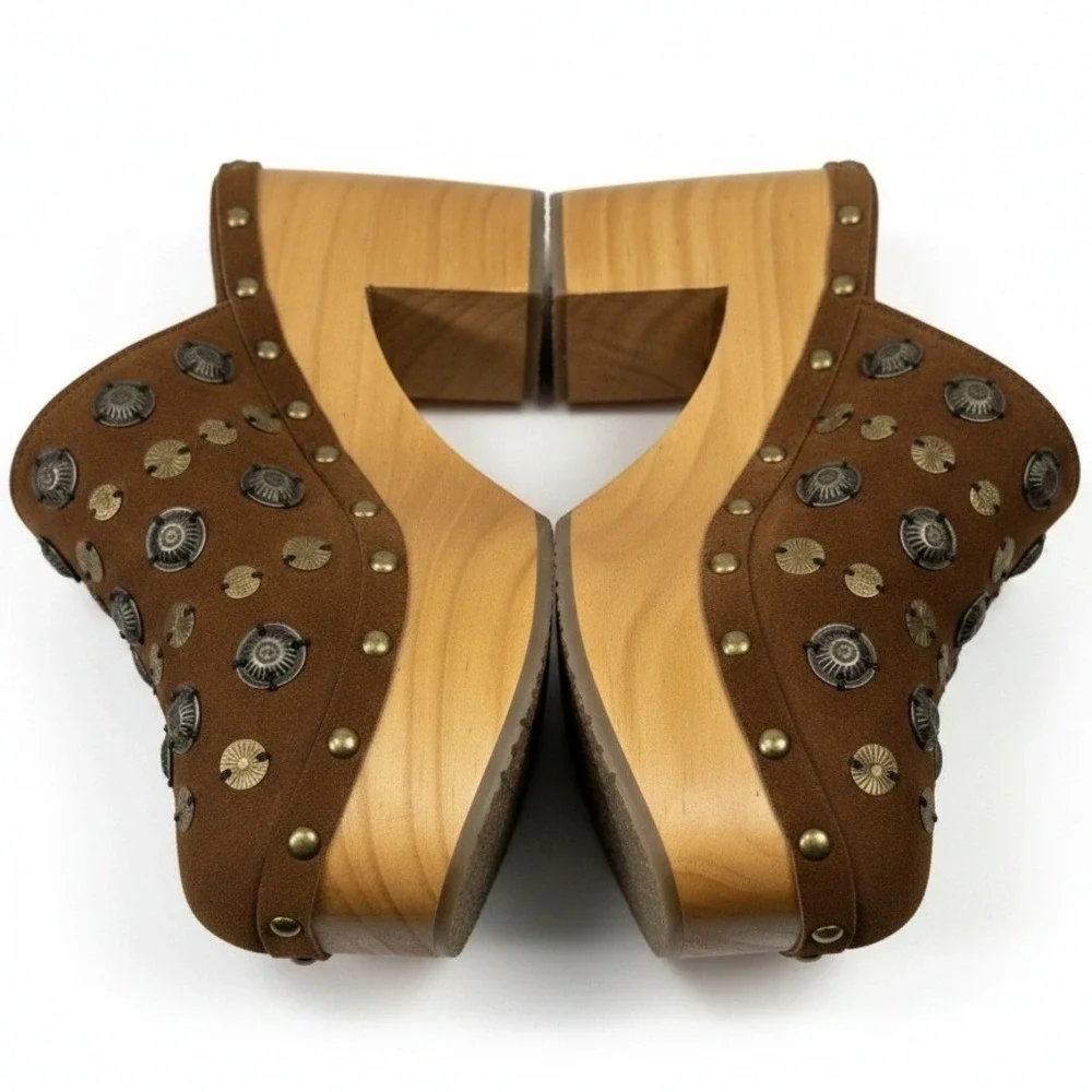 Free People Tan Studded Clogs - Picture 1 of 16